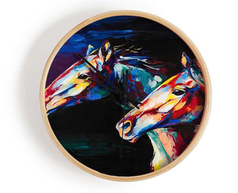 Two Running Horses Clock - Wallart-Direct UK