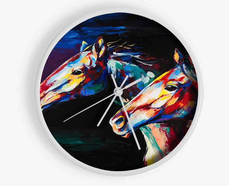 Two Running Horses Clock - Wallart-Direct UK