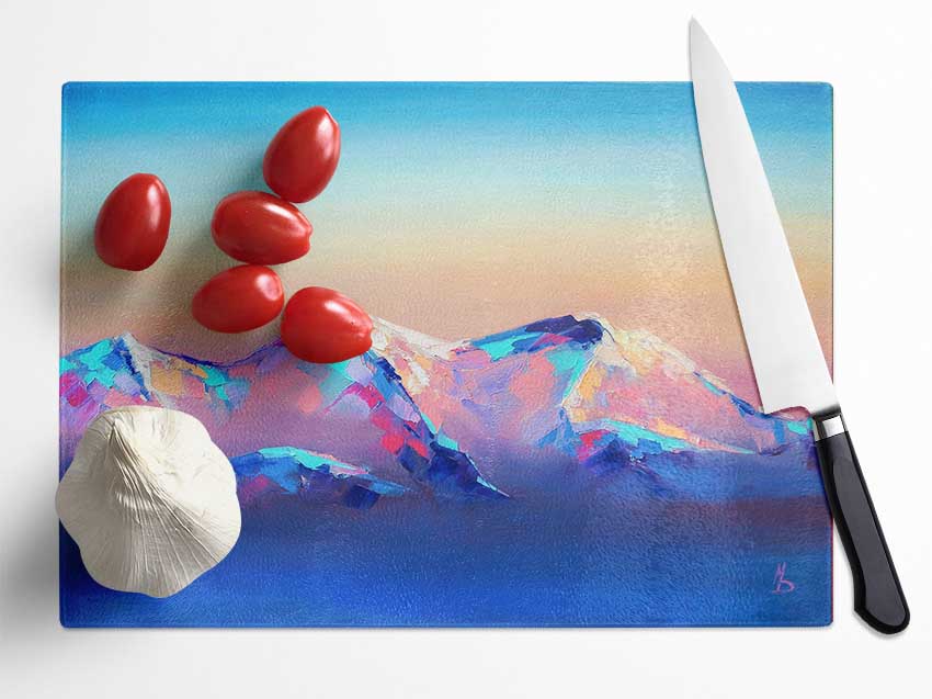 Peak Of The Vibrant Mountains Glass Chopping Board