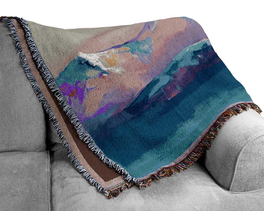 Peak Of The Vibrant Mountains Woven Blanket