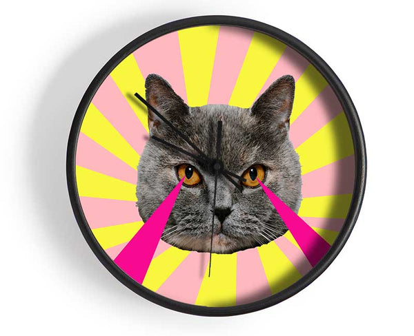 Cat Lazer Eyes Clock - Wallart-Direct UK