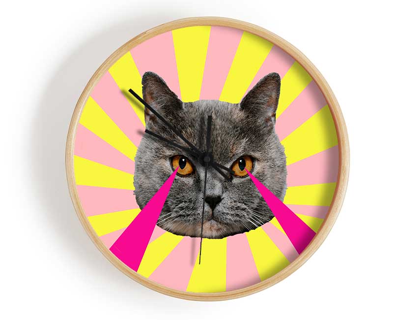 Cat Lazer Eyes Clock - Wallart-Direct UK