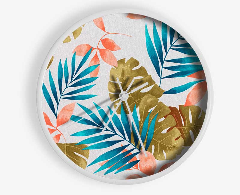 Modern Palm Leaves Clock - Wallart-Direct UK