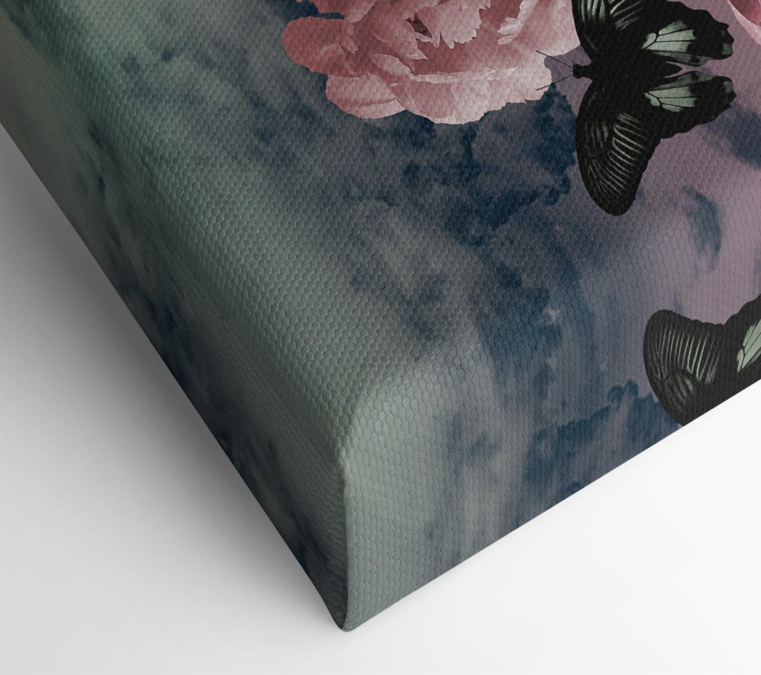 Picture of Cloudy Butterfly Flowers Canvas Print Wall Art