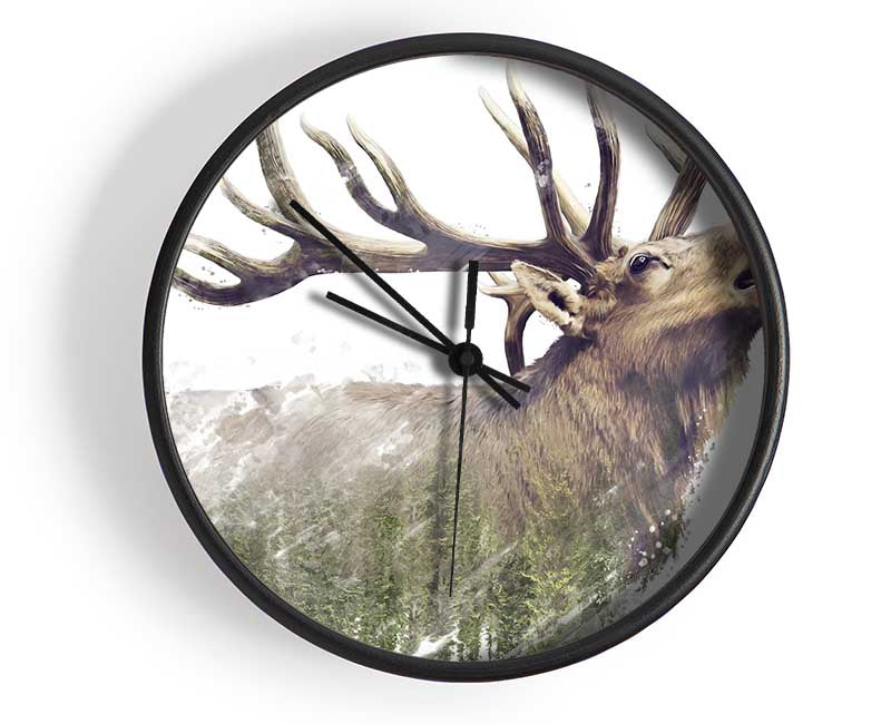 Double Exposure Stag Clock - Wallart-Direct UK