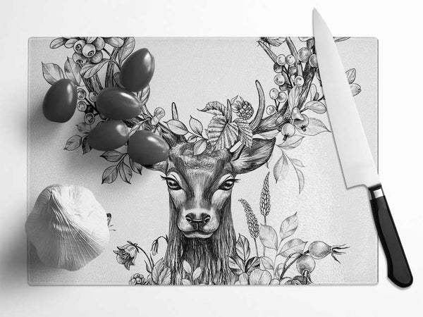 The Floral Deer Glass Chopping Board