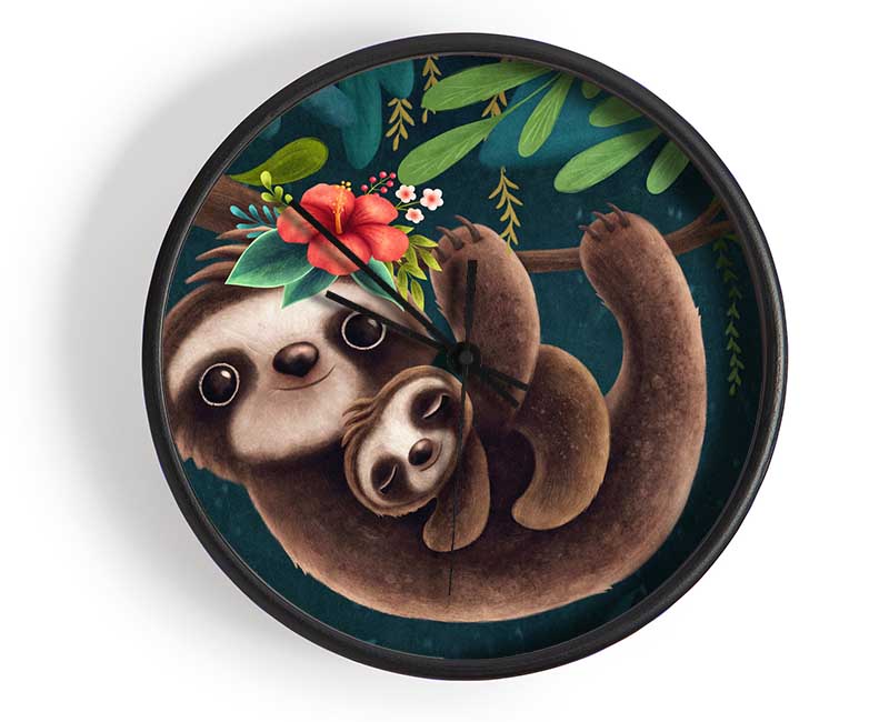 Sloth And Baby Clock - Wallart-Direct UK