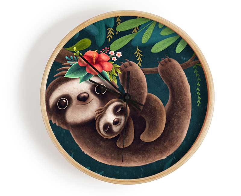 Sloth And Baby Clock - Wallart-Direct UK