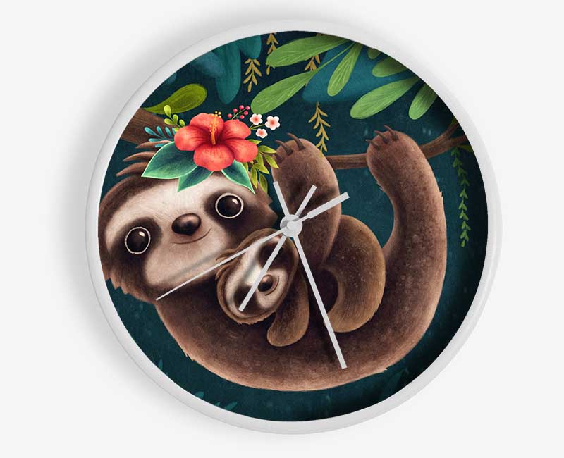 Sloth And Baby Clock - Wallart-Direct UK