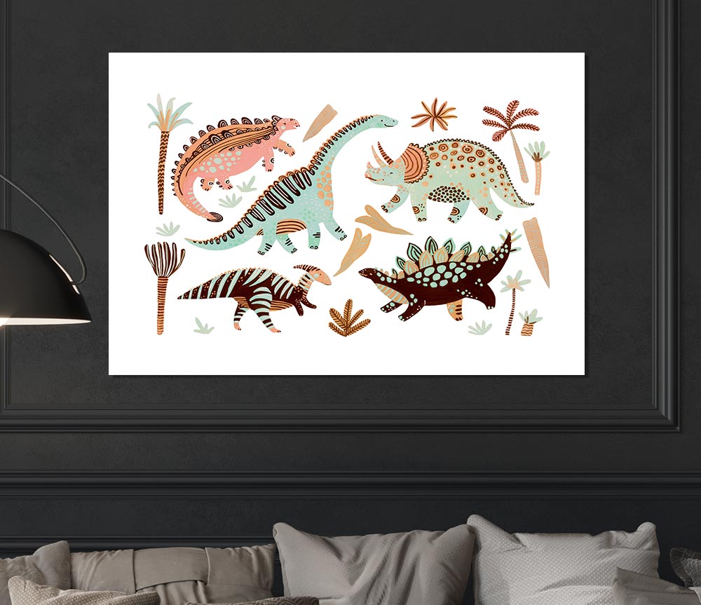 The Dinosaur Gathering Print Poster Wall Art