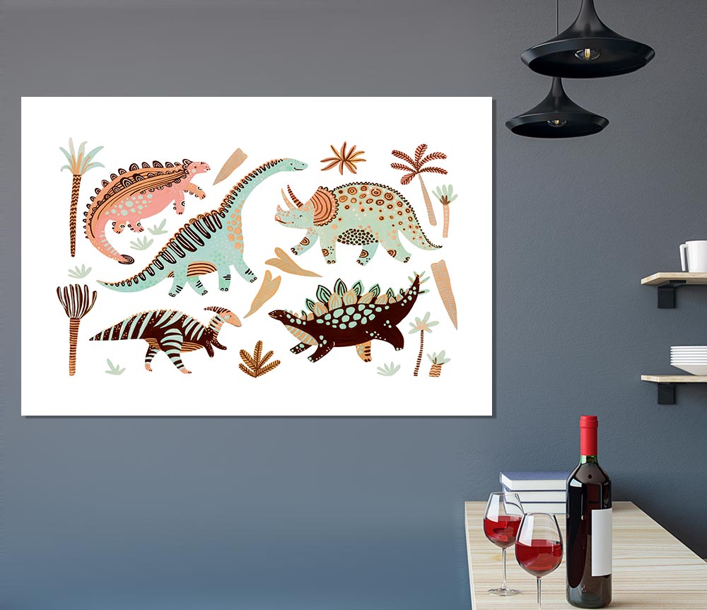 The Dinosaur Gathering Print Poster Wall Art