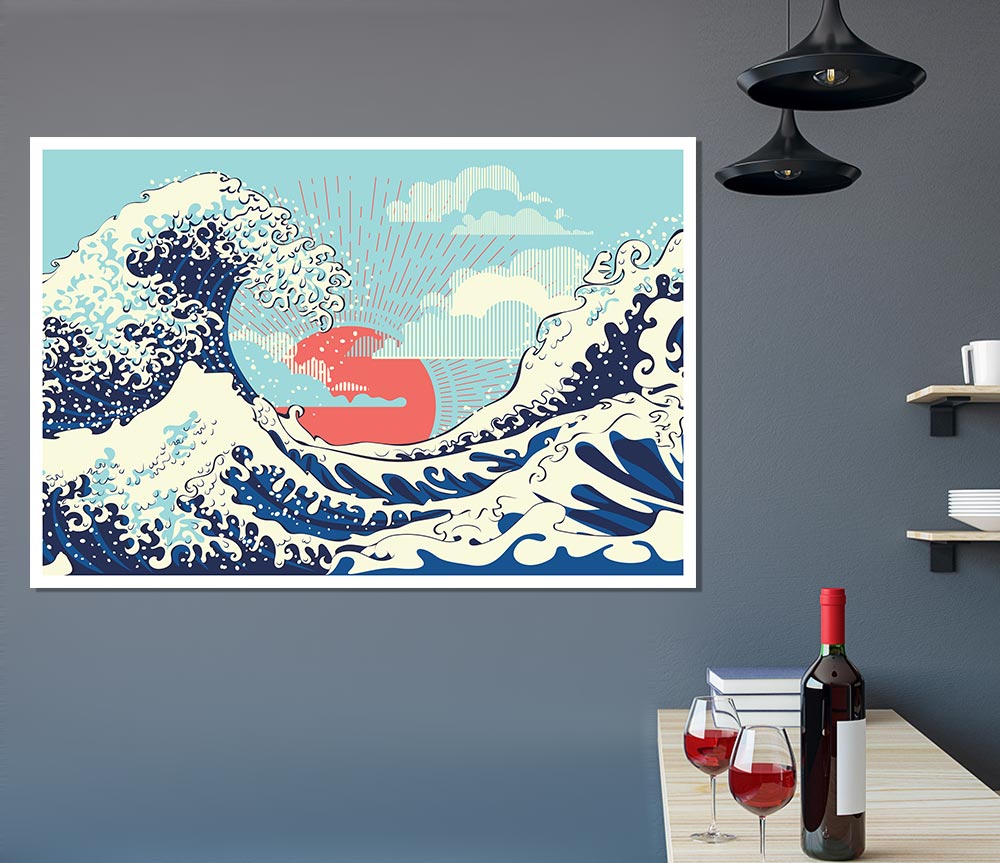 Waves Under The Sun Print Poster Wall Art