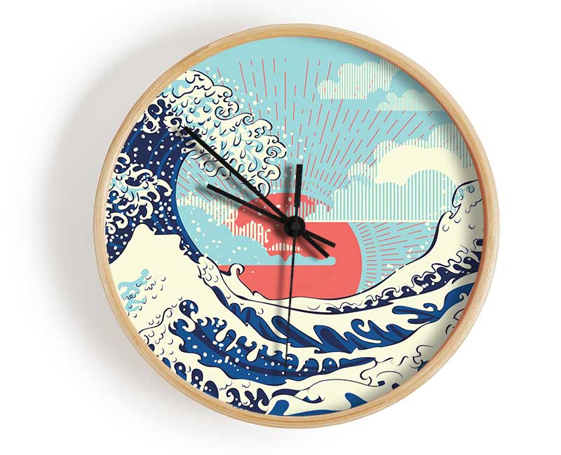 Waves Under The Sun Clock - Wallart-Direct UK