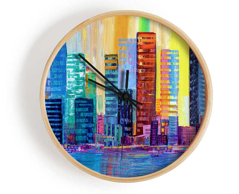 Warm And Cool City Lights Clock - Wallart-Direct UK