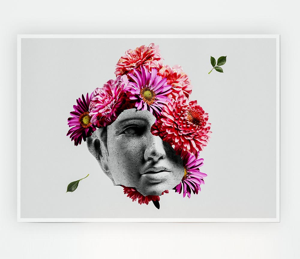 Floral Greek Face Print Poster Wall Art