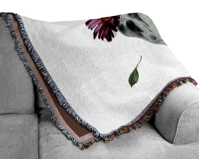 Floral Greek Face Woven Blanket