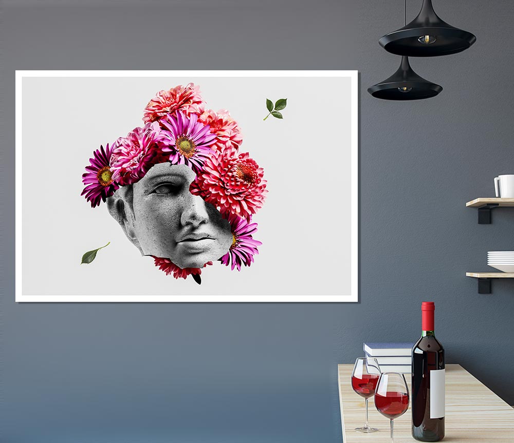 Floral Greek Face Print Poster Wall Art