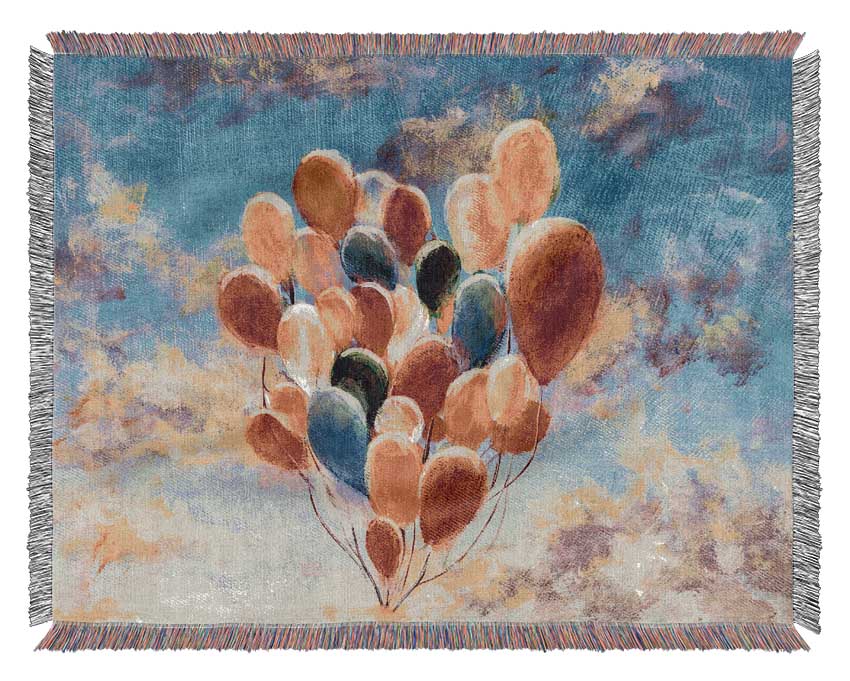 Balloons In The Sky Woven Blanket