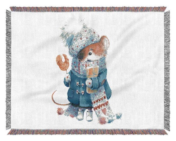 Watercolour Mouse Woven Blanket