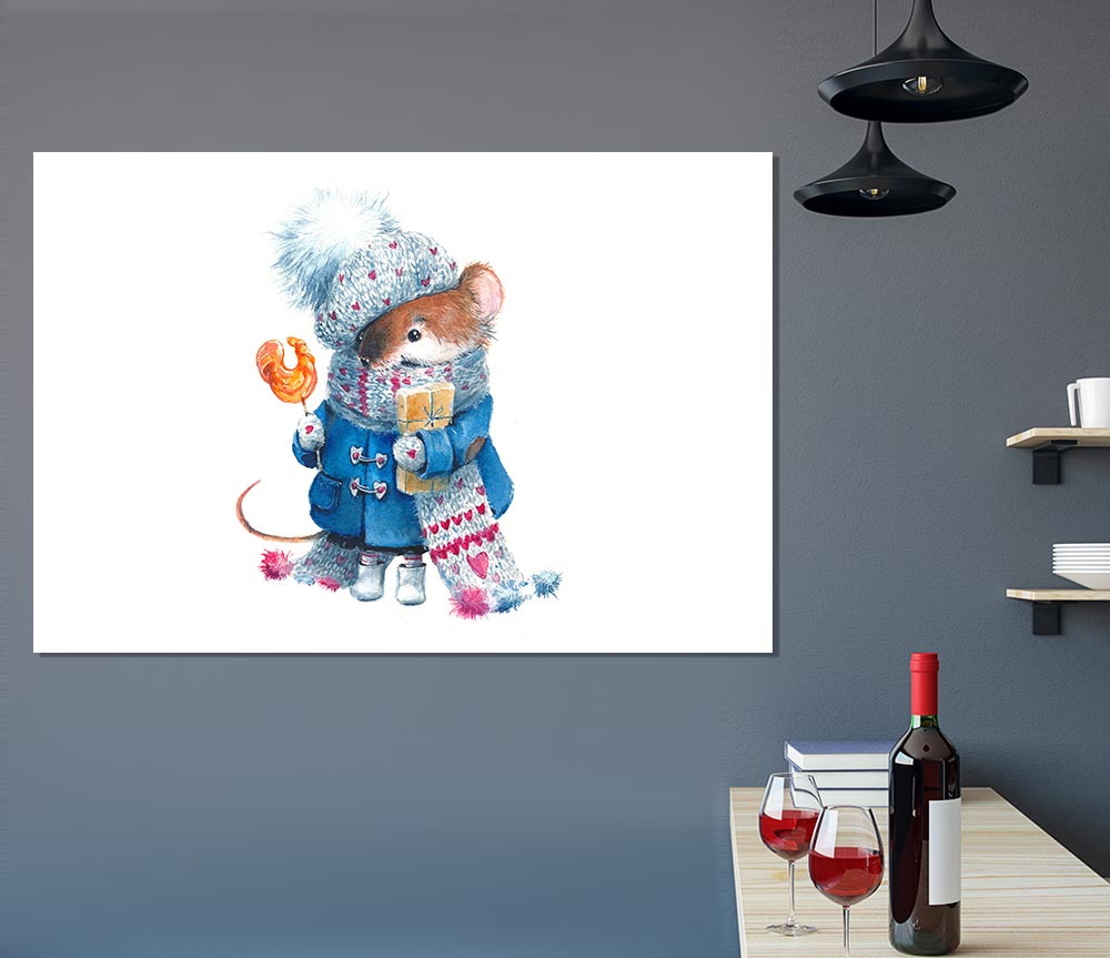 Watercolour Mouse Print Poster Wall Art