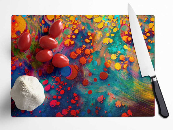 Paint Blobs In Oil Glass Chopping Board