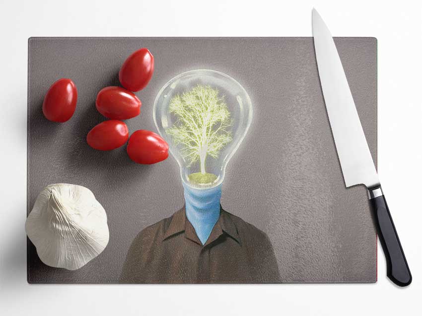 Light Bulb Head Glass Chopping Board