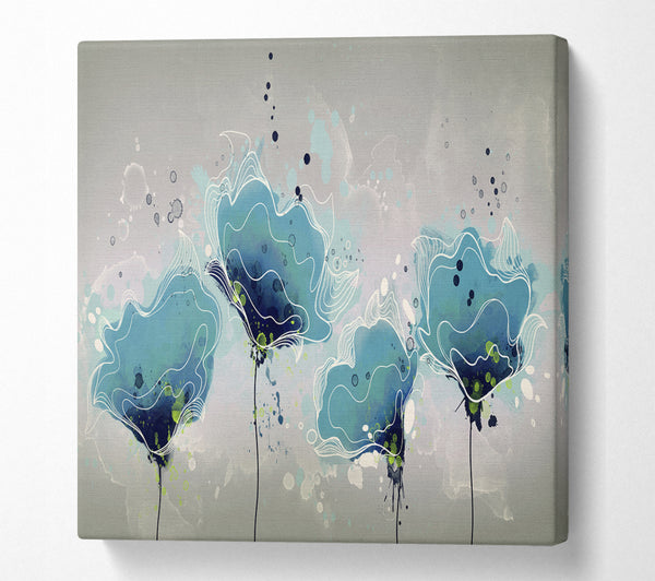 A Square Canvas Print Showing Blue Jazz Flowers Square Wall Art