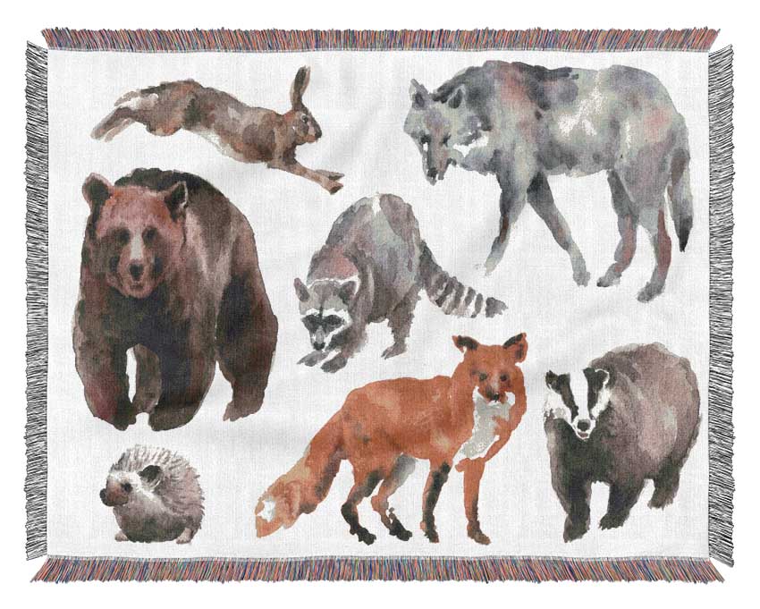 The Forest Animals Woven Blanket