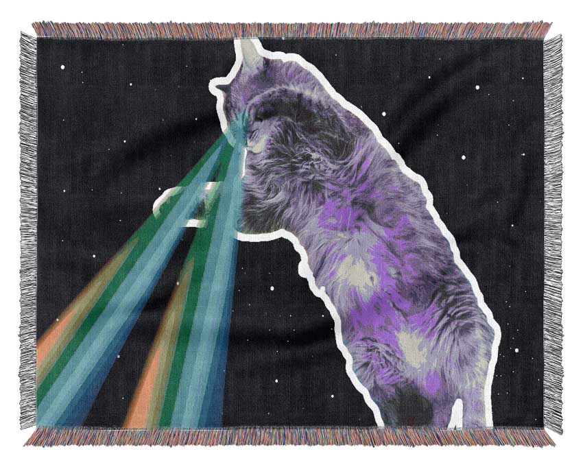 Cat Lazer Beam Space Woven Blanket