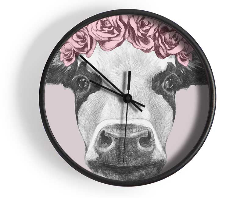 Rose Cow Head Clock - Wallart-Direct UK