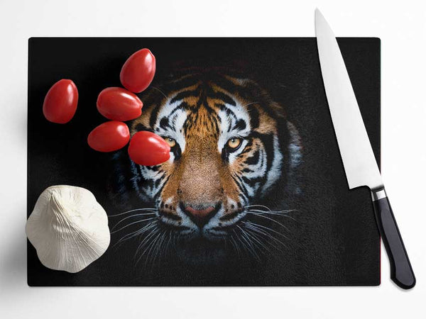 Tiger In The Dark Glass Chopping Board