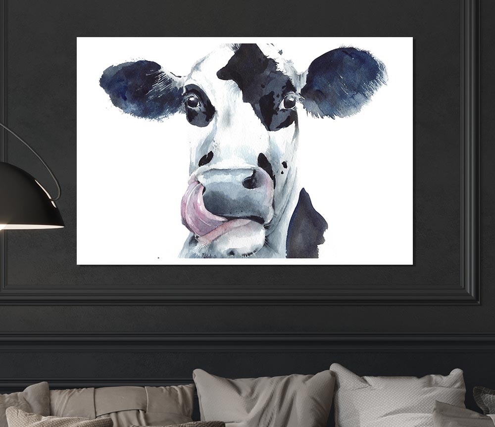 Cow Licking Print Poster Wall Art