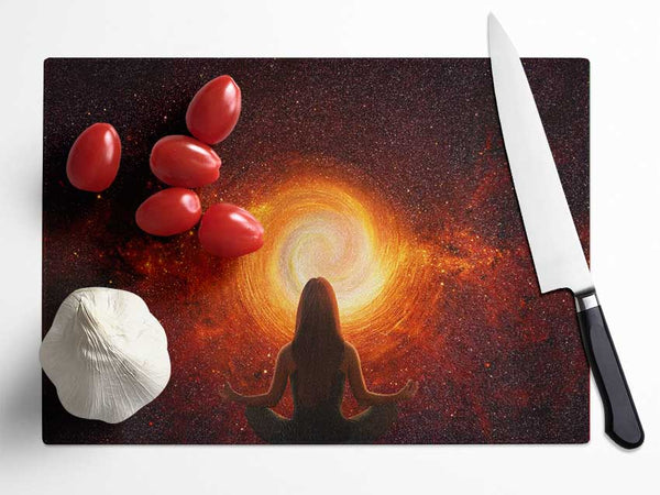 Meditation In Space Glass Chopping Board