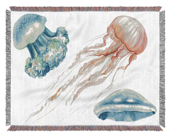 The Jellyfish Of The Sea Woven Blanket