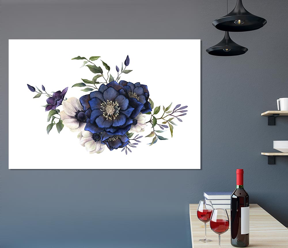 Blue Flower Beauty Print Poster Wall Art