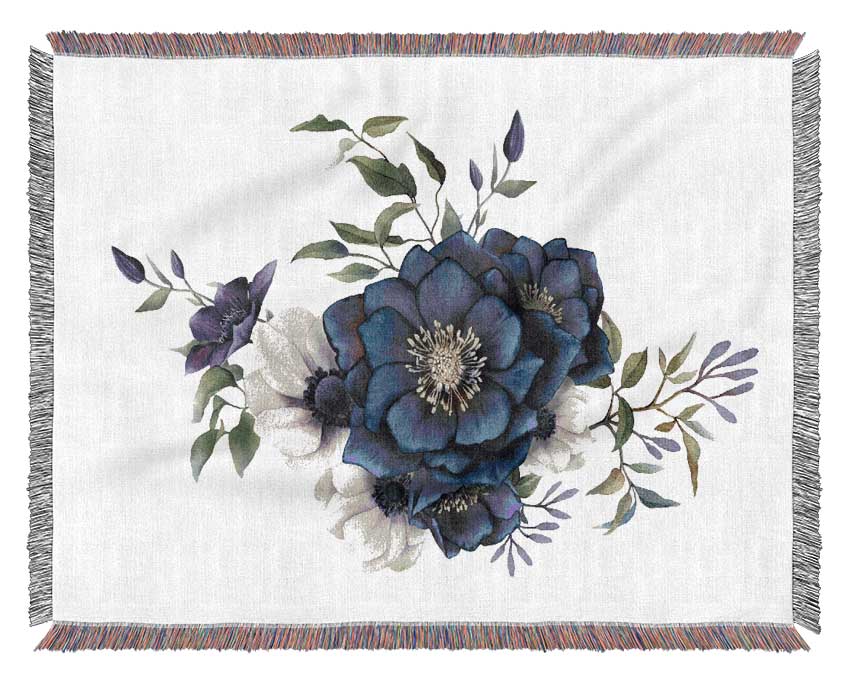 Blue Flower Beauty Woven Blanket