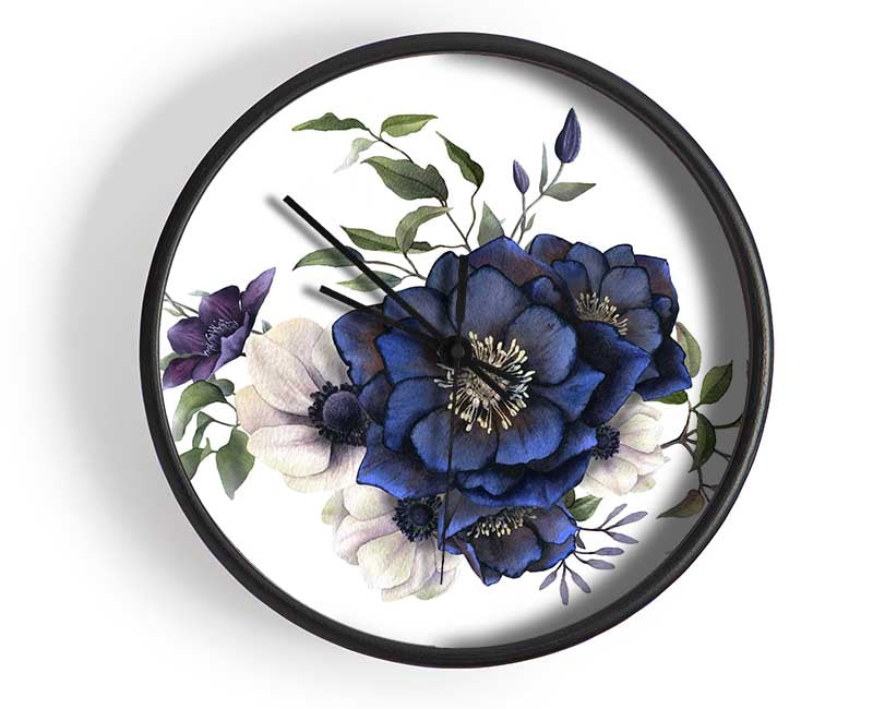 Blue Flower Beauty Clock - Wallart-Direct UK