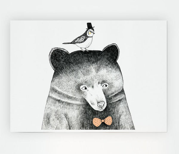 Bird And Bear Print Poster Wall Art