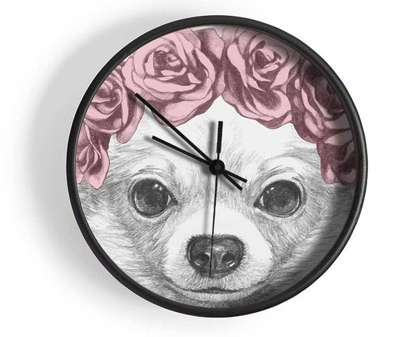 Flower Head Chihuahua Clock - Wallart-Direct UK