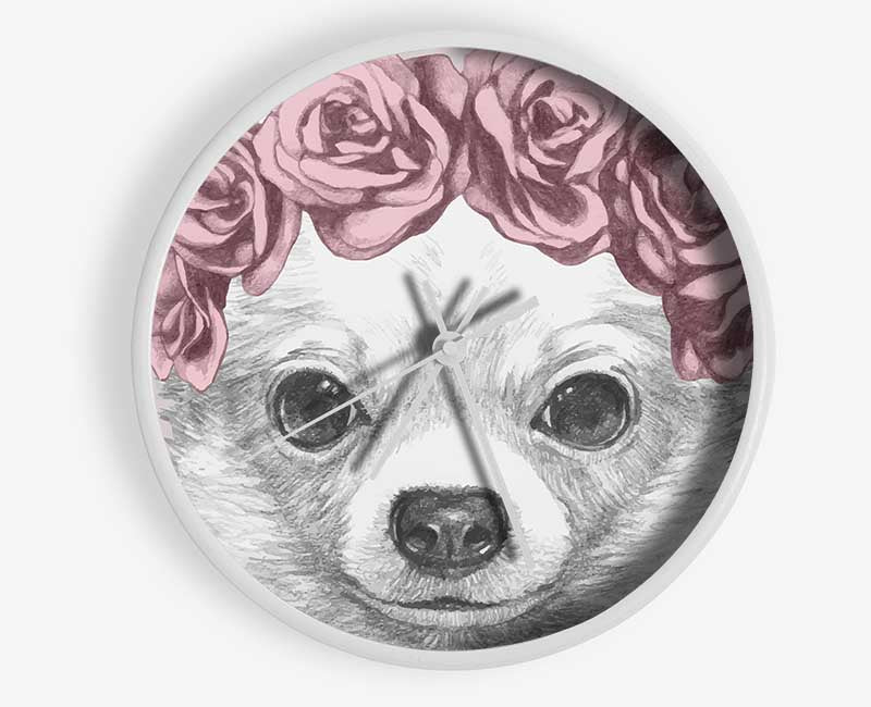 Flower Head Chihuahua Clock - Wallart-Direct UK