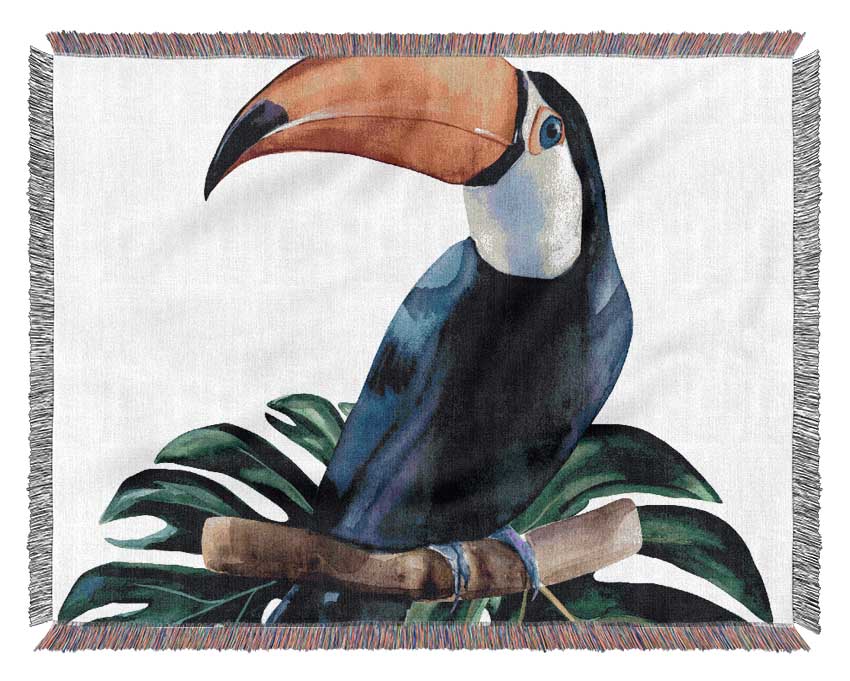 Palm Leaf Toucan Woven Blanket