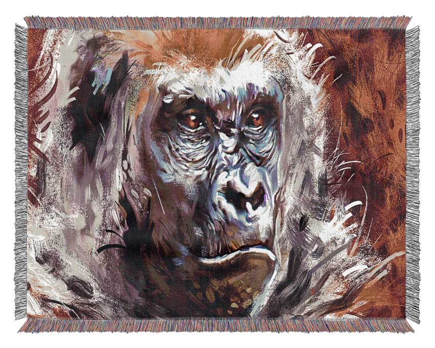 The Serious Gorilla Woven Blanket