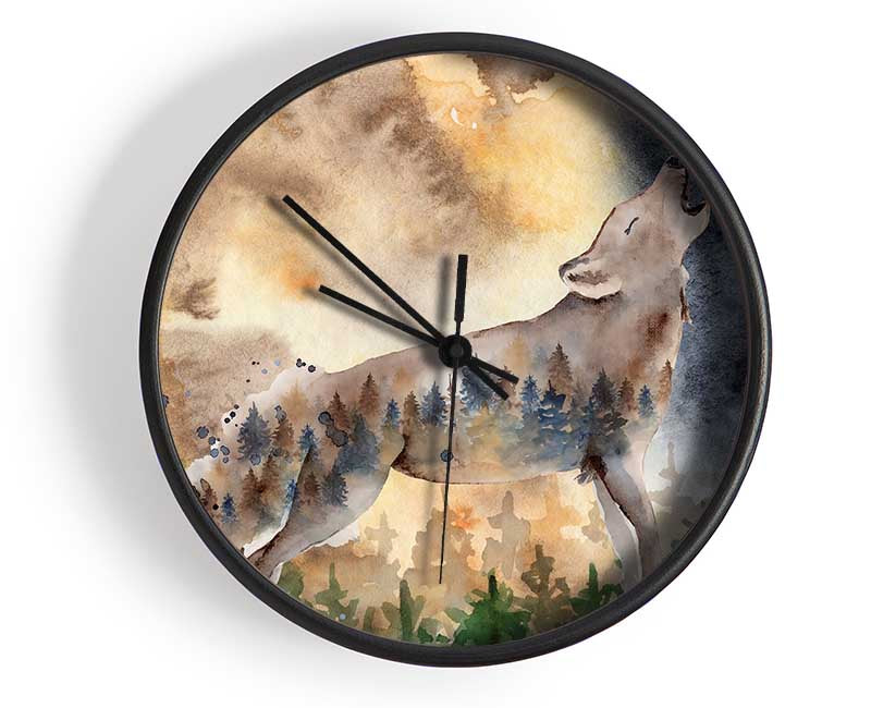 The Howiling Wolf Clock - Wallart-Direct UK