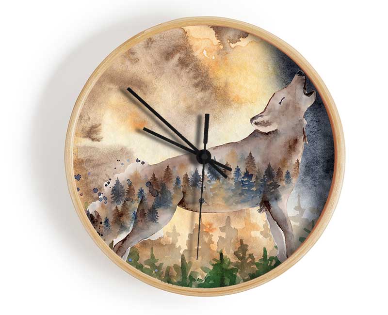 The Howiling Wolf Clock - Wallart-Direct UK