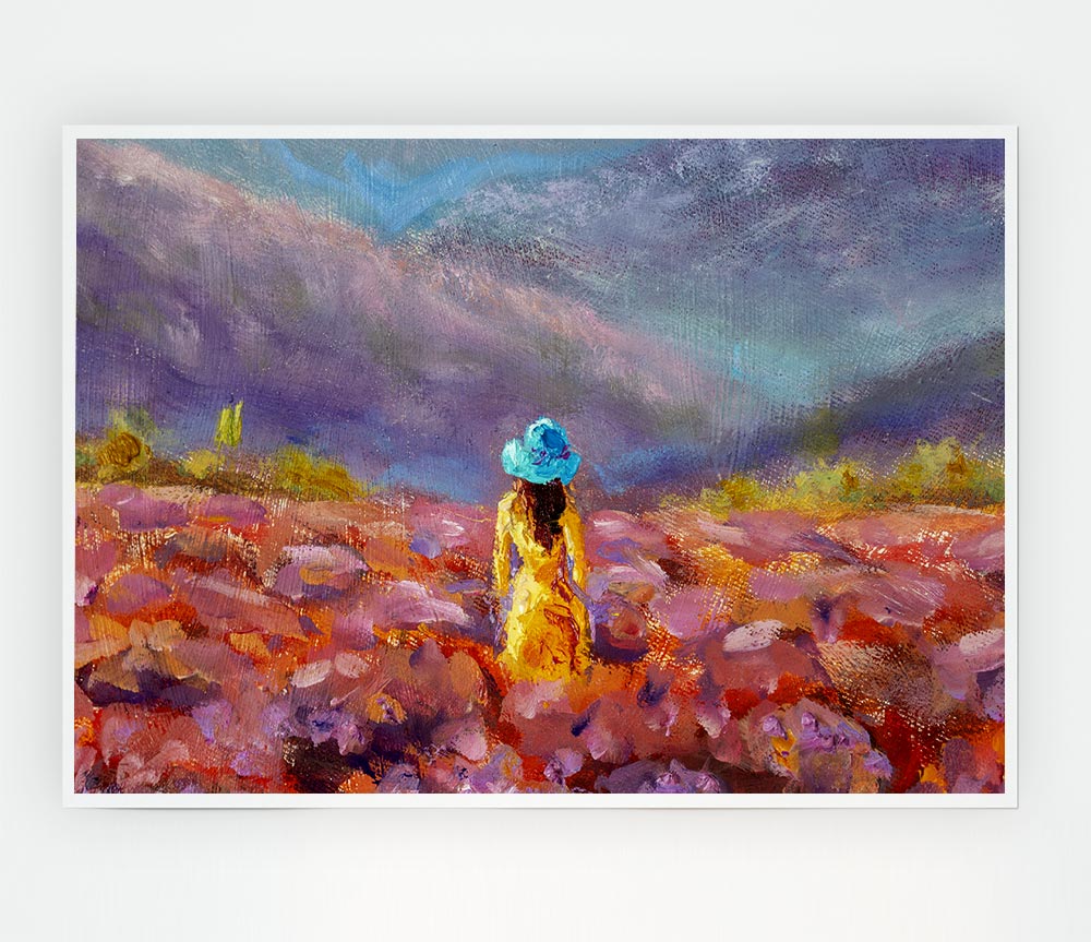 The Yellow Woman In The Field Print Poster Wall Art