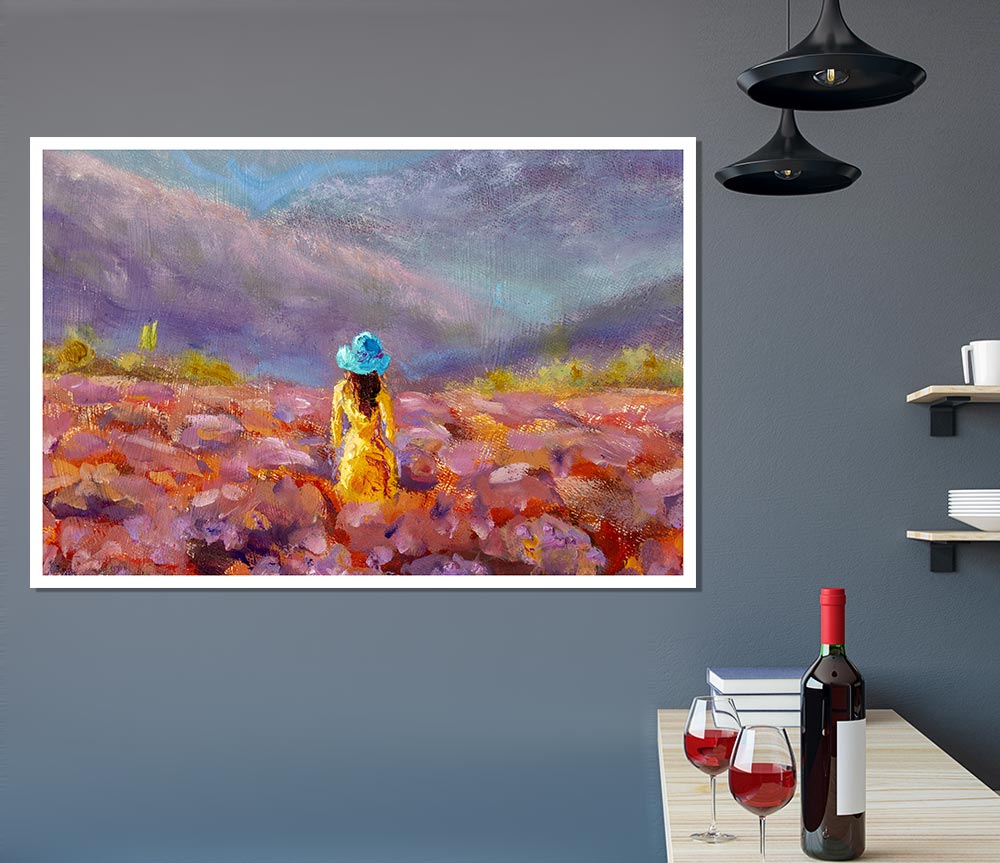 The Yellow Woman In The Field Print Poster Wall Art