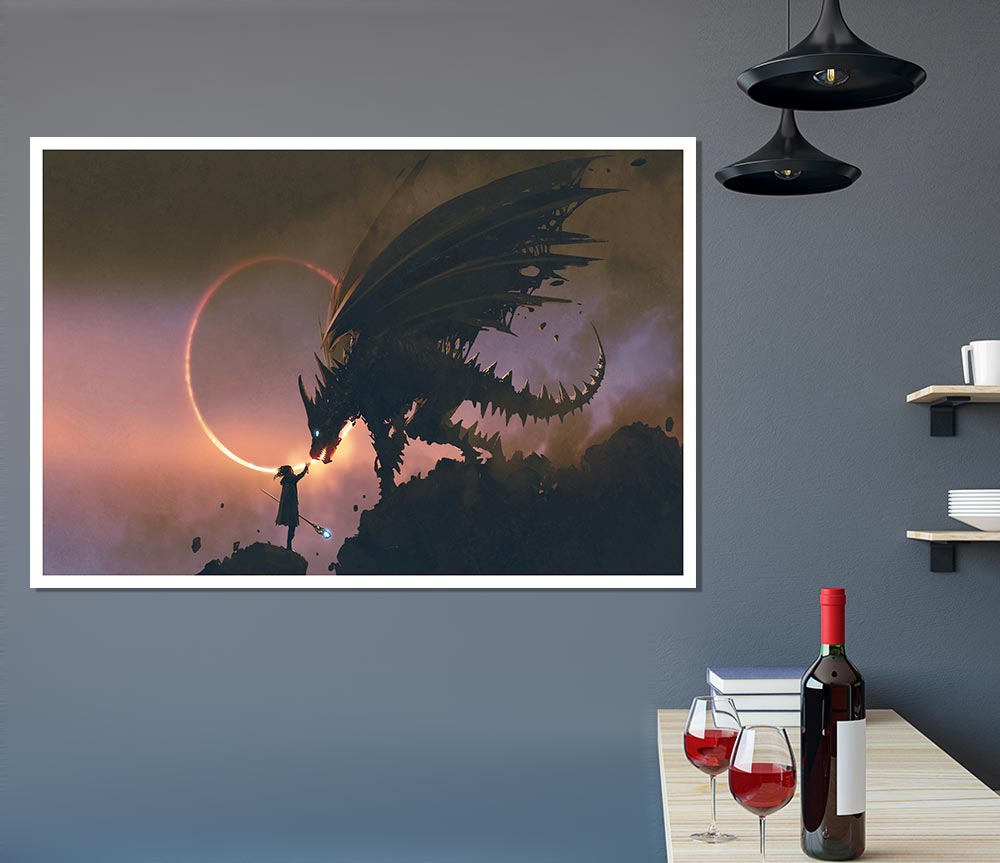 The Dragon Of The Cliff Print Poster Wall Art