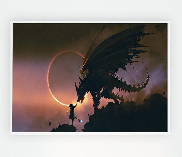 The Dragon Of The Cliff Print Poster Wall Art