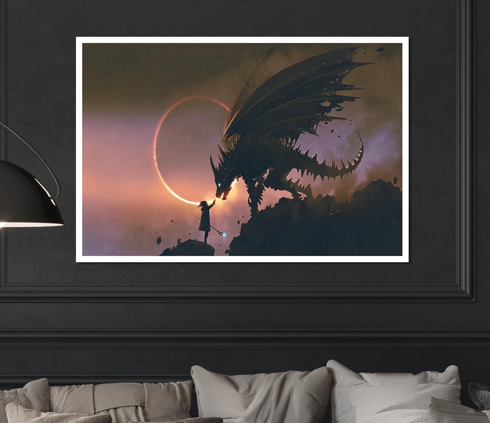 The Dragon Of The Cliff Print Poster Wall Art