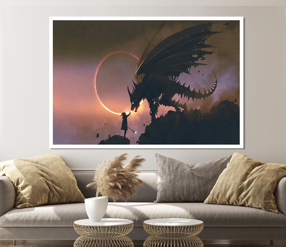 The Dragon Of The Cliff Print Poster Wall Art